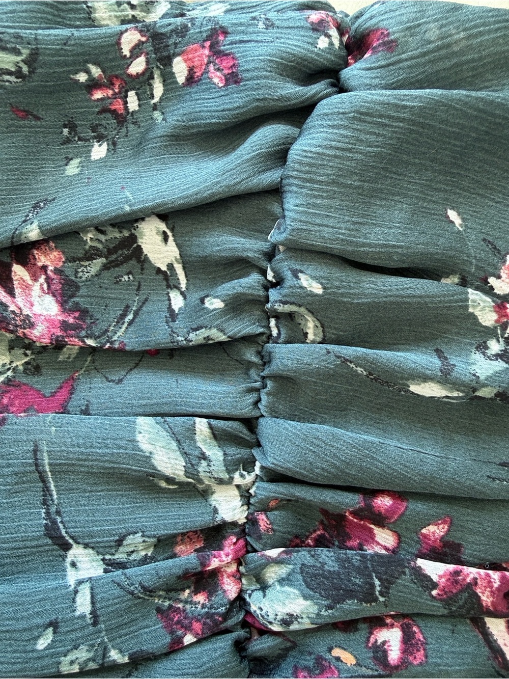 Dynamite Teal-Green Strapless Dress with Subtle Floral Print - Picture 3 of 4
